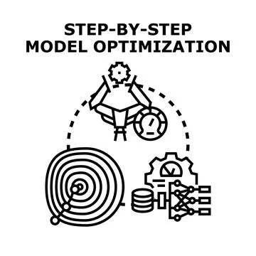 Step by step model optimization process developing machine learning solutions 스톡 일러스트