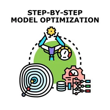 Step by step model optimization process developing machine learning solutions Stockillustratie