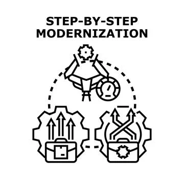 Step by step modernization process for business development Stock Illustration
