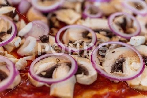 Step by step occupation of a pizza dough Stock Photos