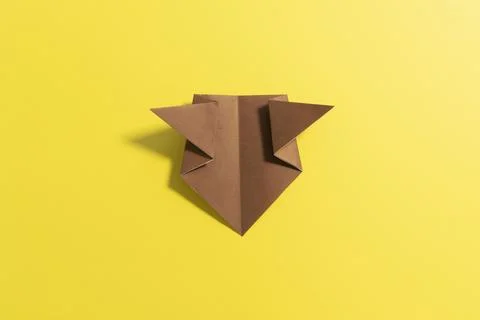 Step by step photo instruction how to make origami paper bear. Simple diy kids Stock Photos