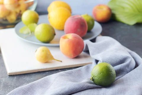 Step by step preparation of a cold vitamin drink from fresh organic fruits Stock Photos