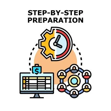 Step by step preparation planning process development concept Stock Illustration