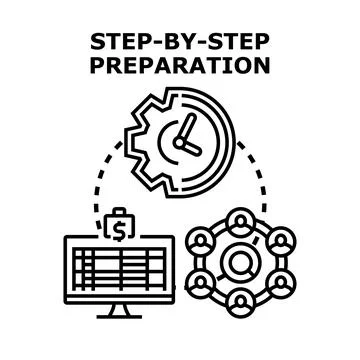 Step by step preparation planning process development concept Stock Illustration