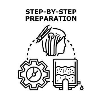 Step by step preparation process with a person and time management Stockillustratie
