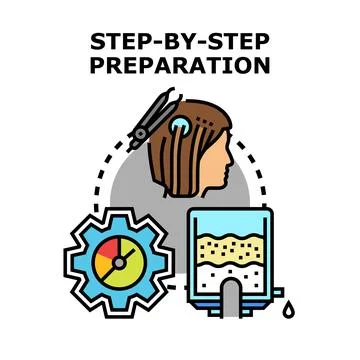 Step by step preparation process with a person and time management Stock Illustration