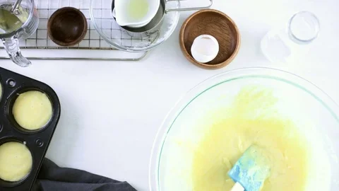Step by step. Preparing traditional sweet cornbread from organic ingredients. Stock Footage 72201790
