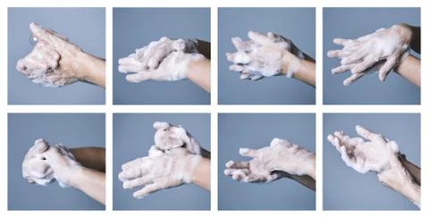 Step by step procedure for correct hand washing 스톡 사진