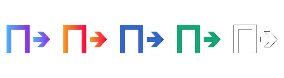 Step by Step Process Arrow Icon Set Illustrazione stock