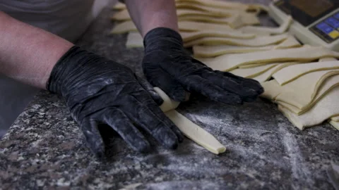 Step by step process of croissant preparation.frozen croissants Stock Footage 274124854