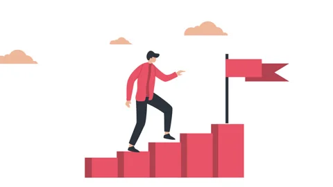 Step by step process towards success, self development, self progress, business  Stock Footage 292589509