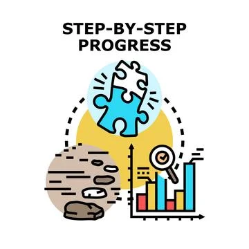 Step by step progress developing business success strategy 스톡 일러스트