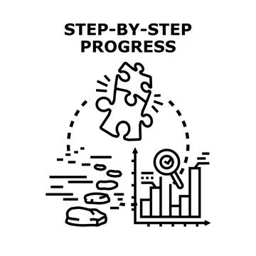 Step by step progress developing business success strategy Stock Illustration