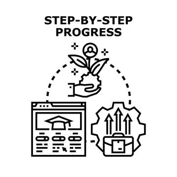 Step by step progress through education and career development Stock Illustration