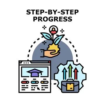Step by step progress through education and career development Stock Illustration