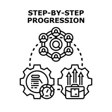 Step by step progression for business development process Stock Illustration
