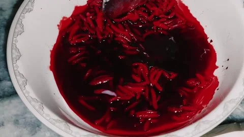Step By Step Red Rice Coloring For Mutanjan Zarda Desserts Stock Footage 333541837