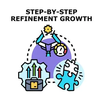 Step by step refinement growth process vector Stockillustratie