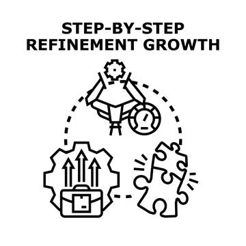 Step by step refinement growth process vector Stock Illustration