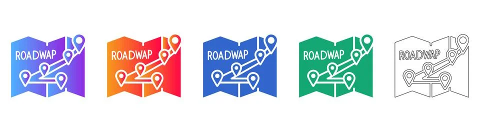 Step by Step Roadmap Path Map Icons Illustrazione stock