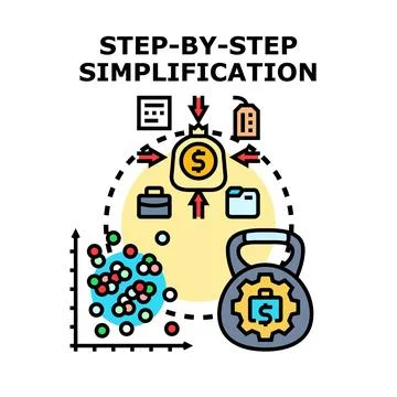 Step by step simplification of complex business tasks and processes イラスト素材