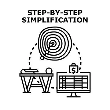 Step by step simplification process vector concept Stock Illustration
