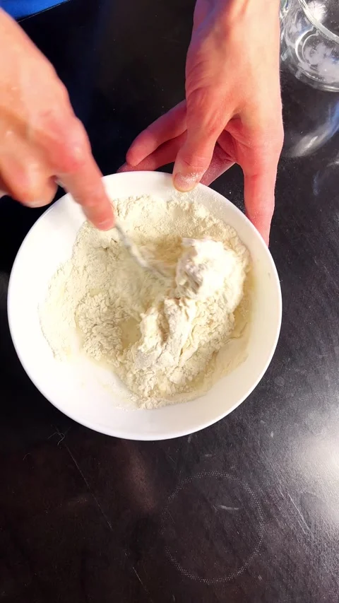 Step by step sourdough starter preparation. Mixing, resting, and fermenting. Stock Footage 314712736