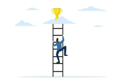Step by step towards success or goal. Leadership and achievement concept. Stock Illustration