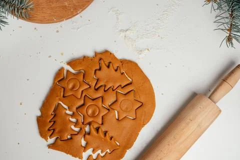 Step-by-step tutorial on baking Christmas gingerbread cookies. Step 11: Roll  Stock Photos