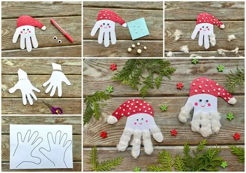 Step by step, a tutorial on how to make a New Year's gnome. Kids Crafts Stock Photos
