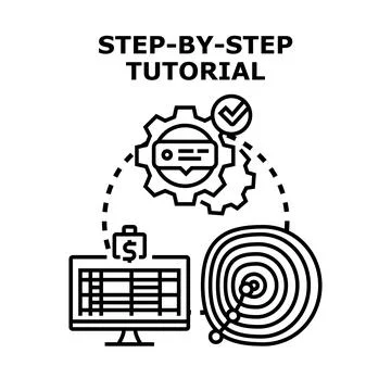 Step by step tutorial process with business target goal Stock Illustration
