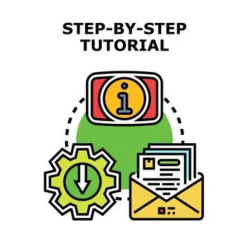 Step by step tutorial process information guide concept Stock Illustration