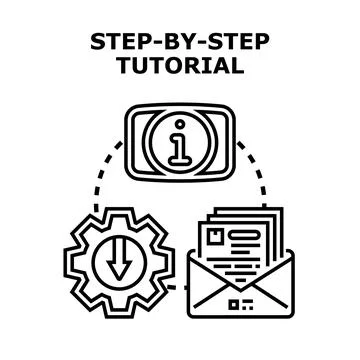 Step by step tutorial process information guide concept Ilustración de archivo