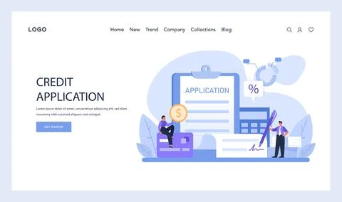 A step-by-step visual guide to applying for credit, featuring application forms Stock Illustration