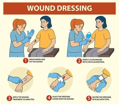 Step-by-Step Wound Dressing Guide Illustration Stock Illustration