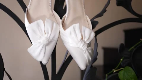 A Step Towards Forever: Close-Up of Bride's Stunning Shoes Stock Footage 219438708