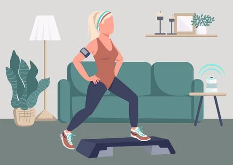 Step ups exercise flat color vector illustration Illustrazione stock