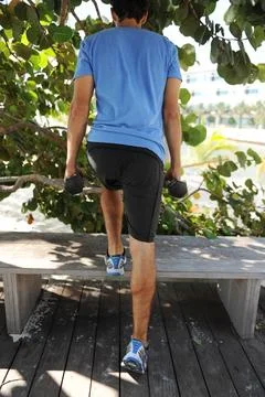 Step ups on park bench Stock Photos