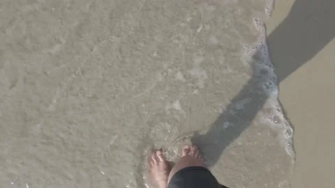 Step walking on the white sand beach in sunshine vacation holiday Stock Footage 148035864