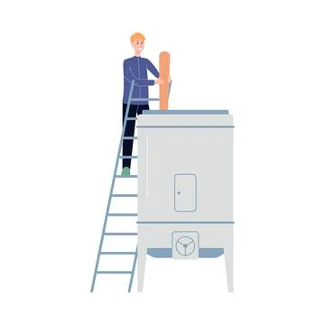 Step of wine making production - pressure grapes for natural alcohol drink. Stock Illustration