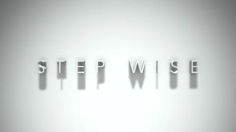 Step wise 3D title animation with shadows on a white background Stockbeeldmateriaal 297467057