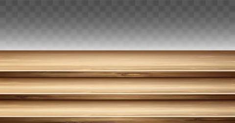 Step wooden table top, 3-tier display stand Stock Illustration