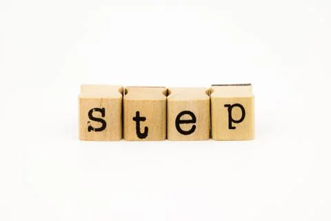 Step wording isolate on white background Stock Photos