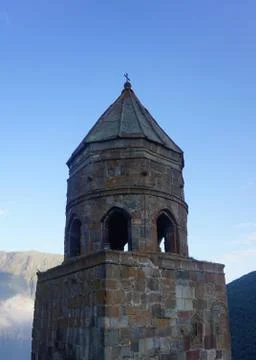 Stepantsminda Gergeti Bell Tower View Stock Photos