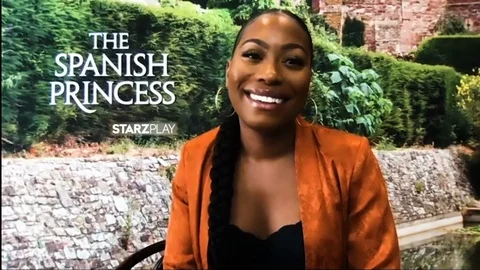 Stephanie Levi-John is interviewed for new TV show The Spanish Princess - 2020 Stock Footage 144629222