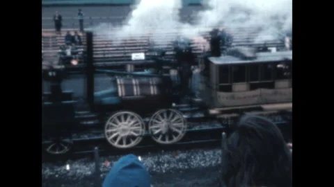 Stephenson's Rocket Replica on Display 1980 Stock Footage 300217797