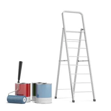 Stepladder and paint Иллюстрация