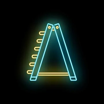 Stepladder neon light glow icon design Stock Illustration
