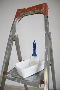 Stepladder Platform with Brush and Tray Stock Photos