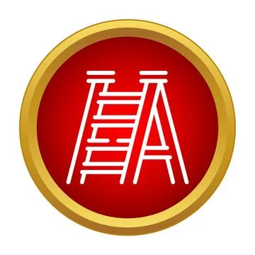Stepladder tool in a red circle representing repair and access Stock Illustration